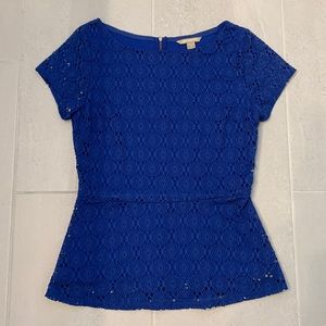 Banana Republic royal blue short sleeve eyelet blouse size 10